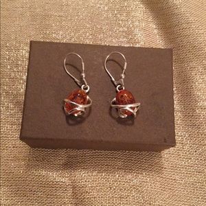 Sterling Silver and Amber Earrings